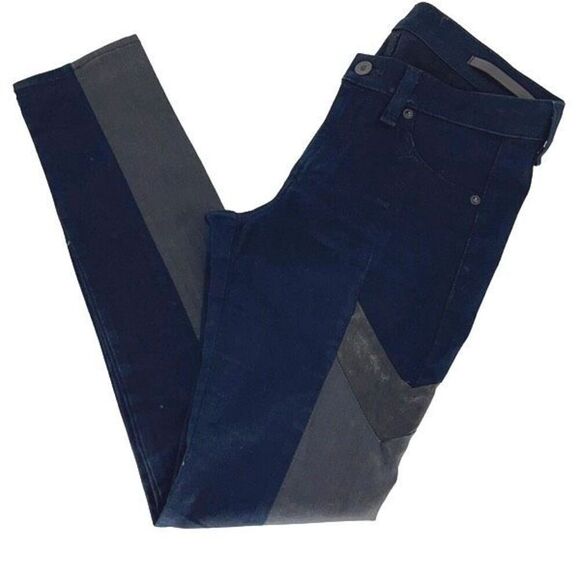 Rag & Bone Womens The Grand Prix Motocross Leather Chevron Jeans Midnight Size 2 - Picture 4 of 14